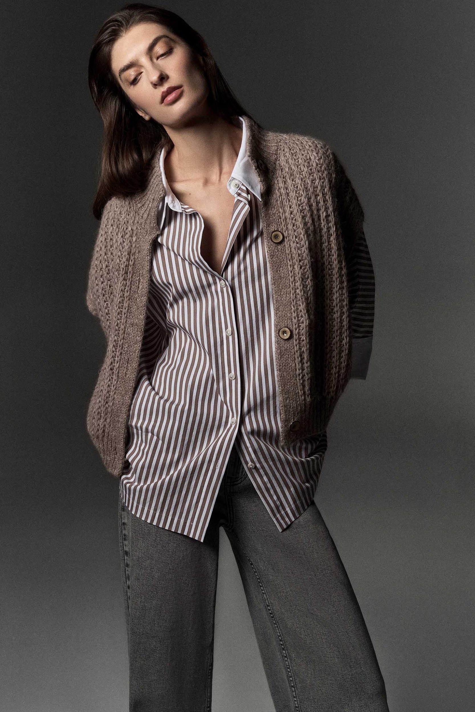 Blouse with contrasting cuffs