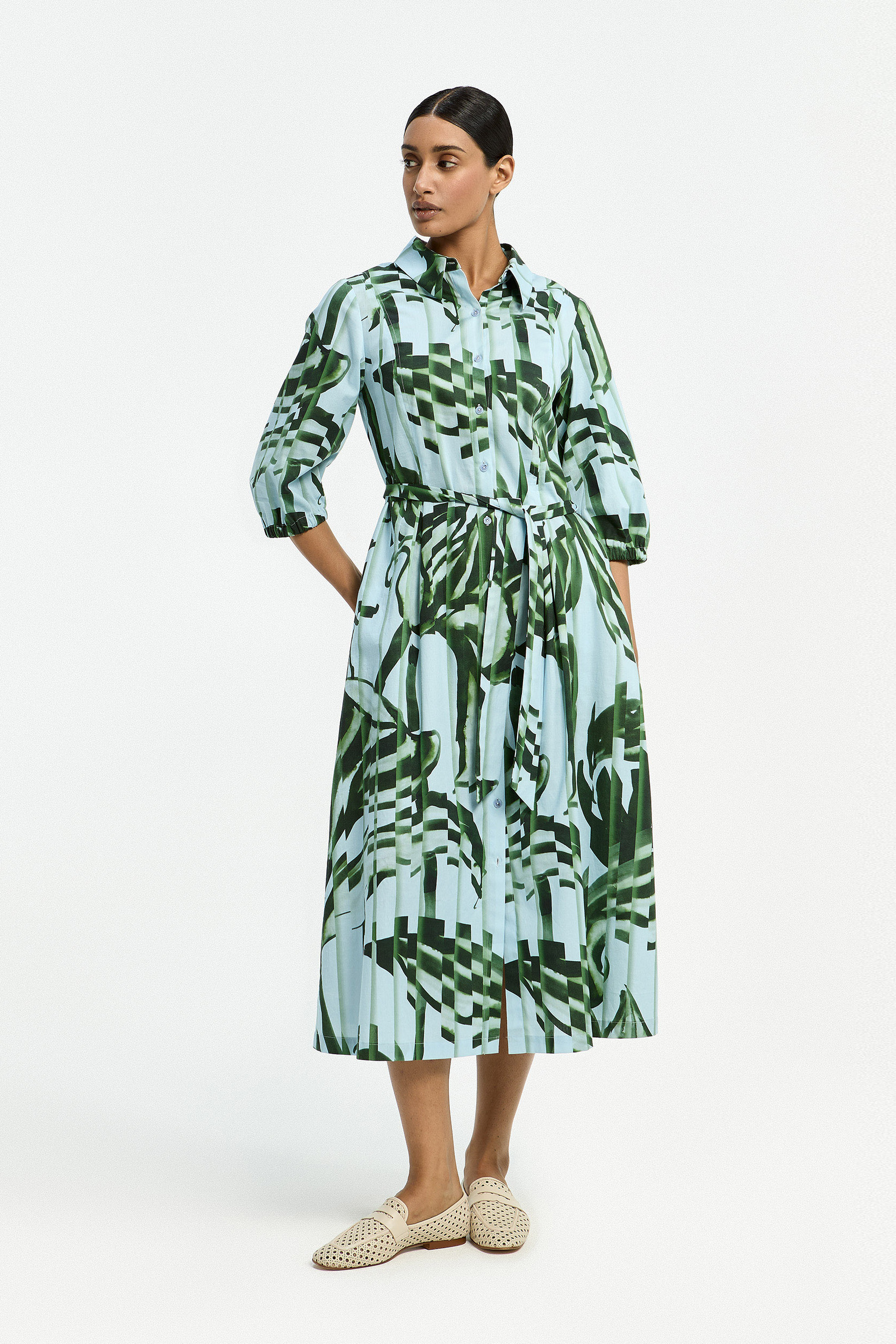 Robe en coton à imprimé plissé