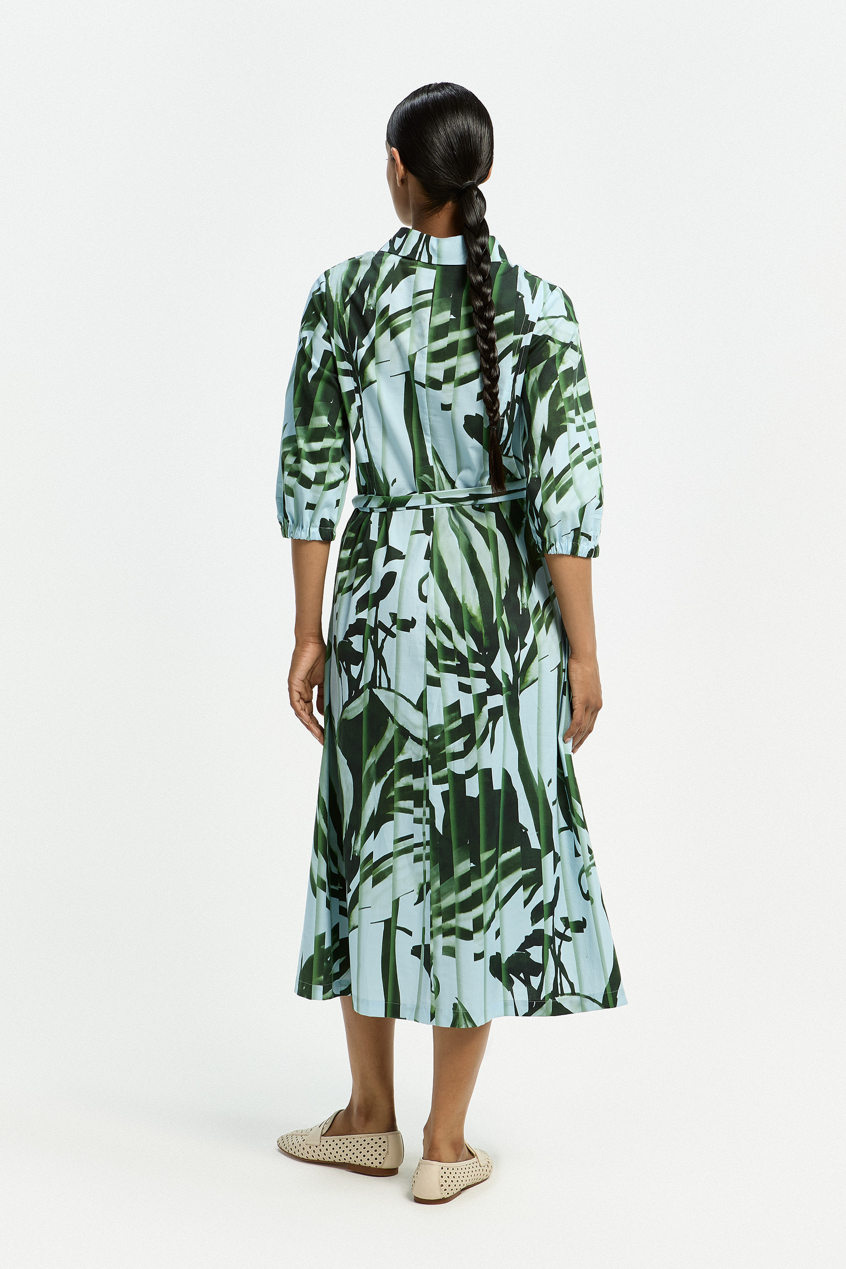 Robe en coton à imprimé plissé
