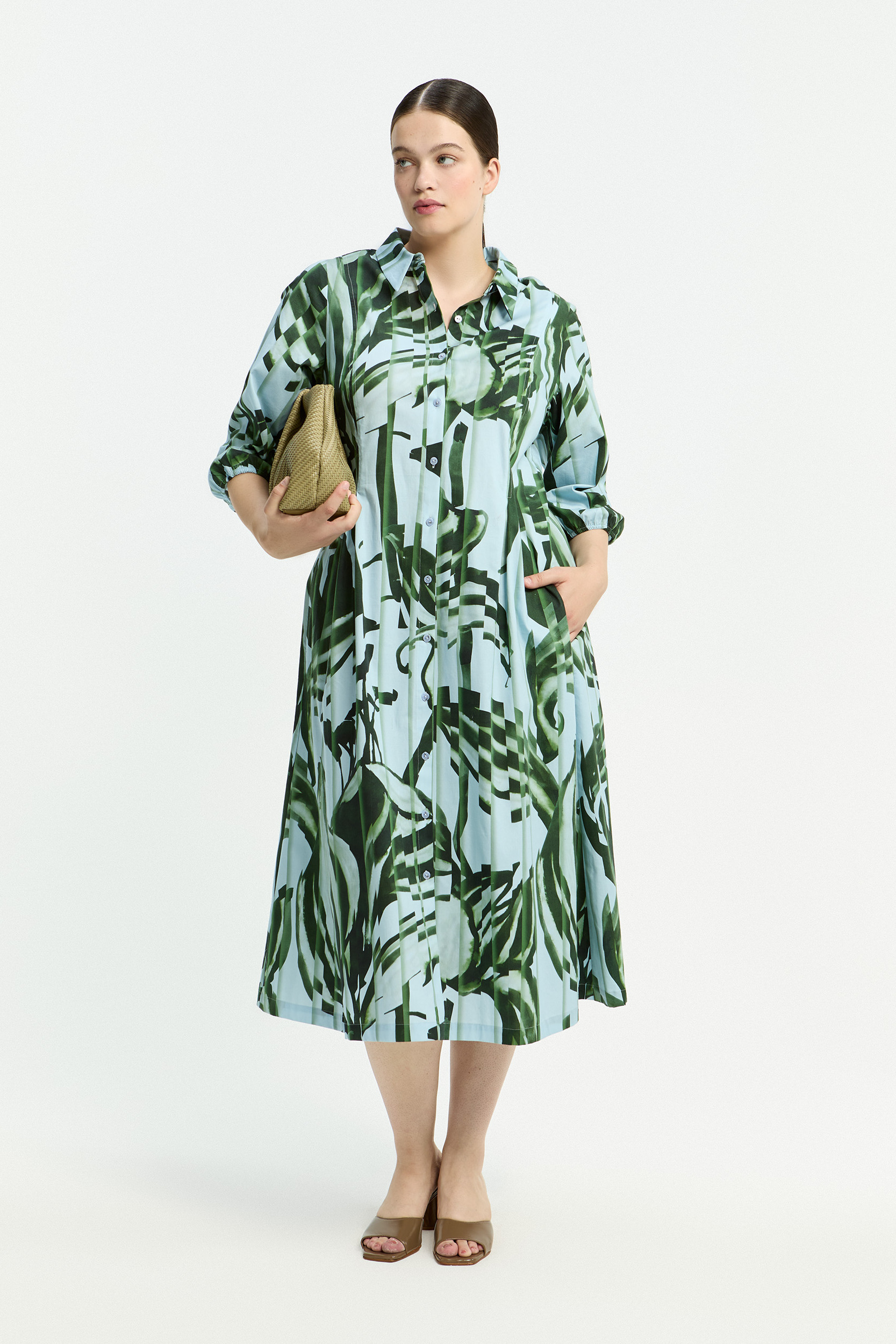 Robe en coton à imprimé plissé