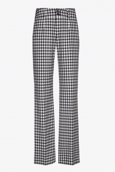 Checked blue and white trousers