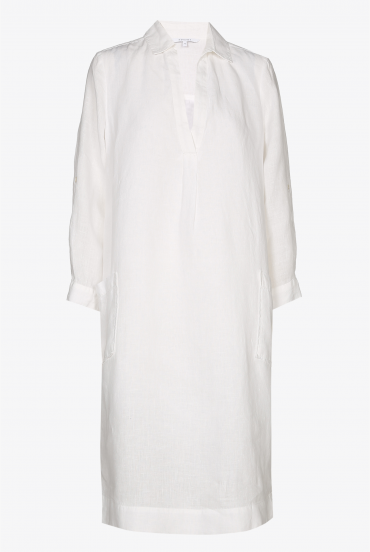 Robe courte en lin blanche