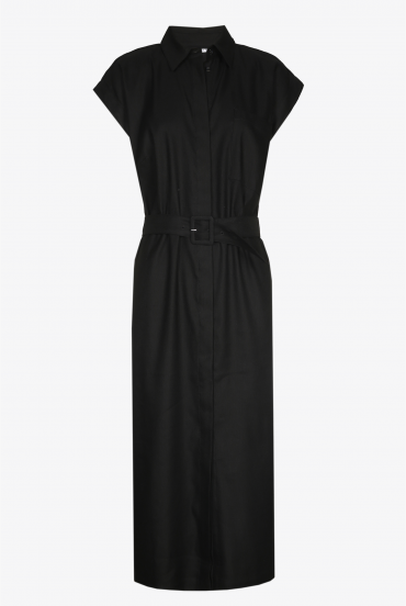 Linnen button-down jurk zwart