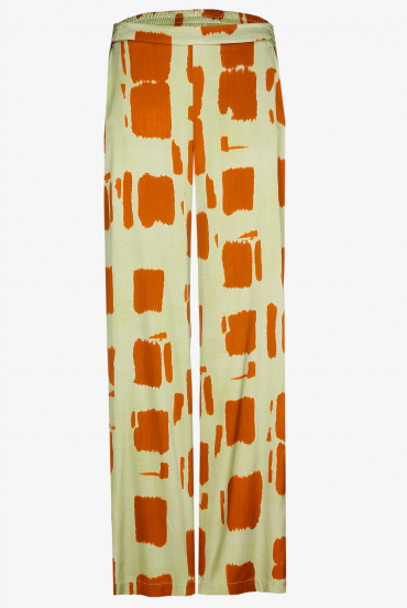 Broek met blokprint