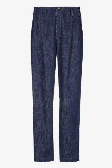 Trousers in supple denim fabric