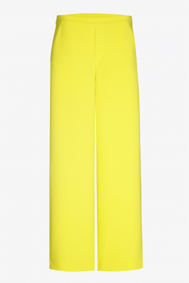 Wide twill trousers with elastic