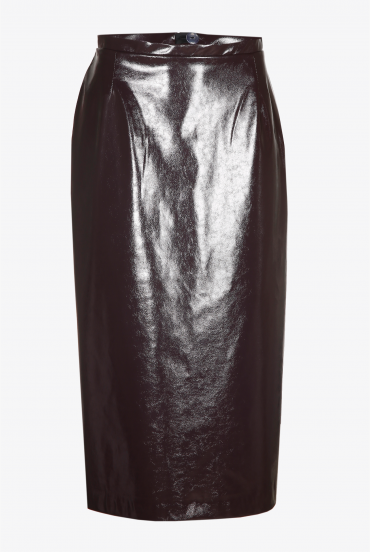 Pencil skirt with coated finish