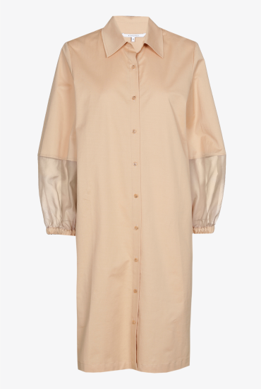 Katoenen jurk met organza mouwen