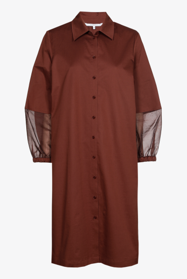 Katoenen jurk met organza mouwen