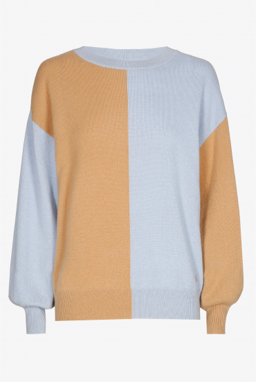Two-tone cashmere pullover