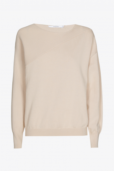 Trui met asymmetrisch ribdetail