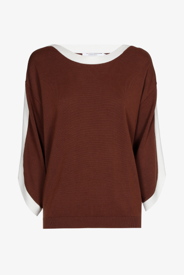 Cotton jumper with boat neck