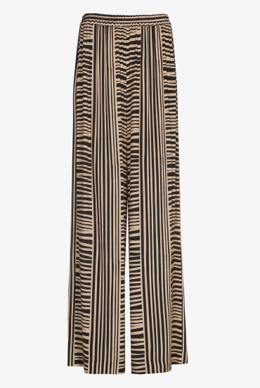 Summer trousers with beige and black stripes