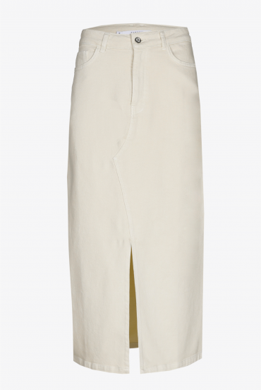 Langer Jeansrock mit Schlitz 