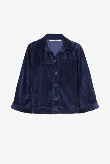 Overhemdblouse in ribfluweel