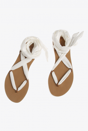 Rarámuri-sandaal met witte linten