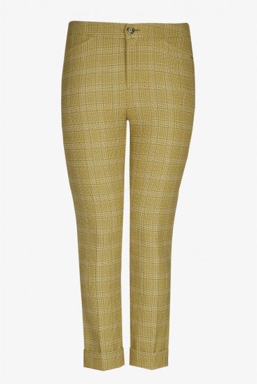 Trousers with delicate checked pattern