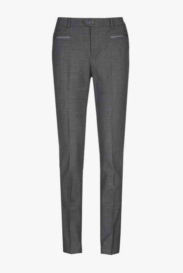 Smart dark-grey woollen trousers with a slim fit