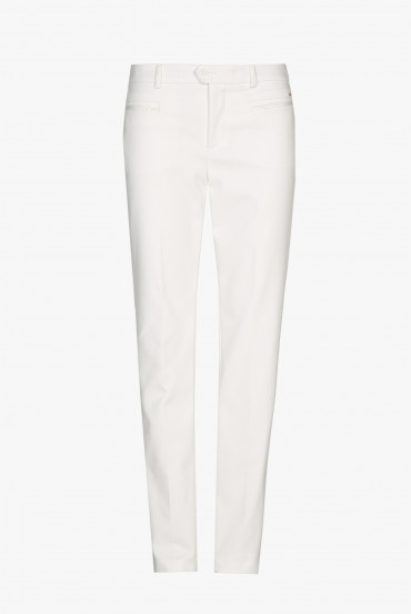 Pantalon en coton blanc à coupe ajustée