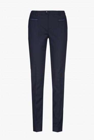 Navy-blue cotton trousers with a slim fit