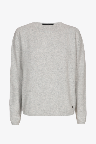 Grijze cashmere pull met ronde hals