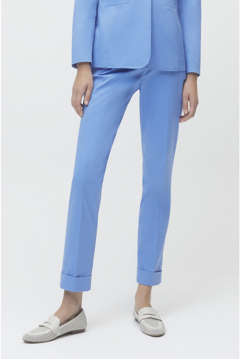 Blue summer trousers with turn-ups