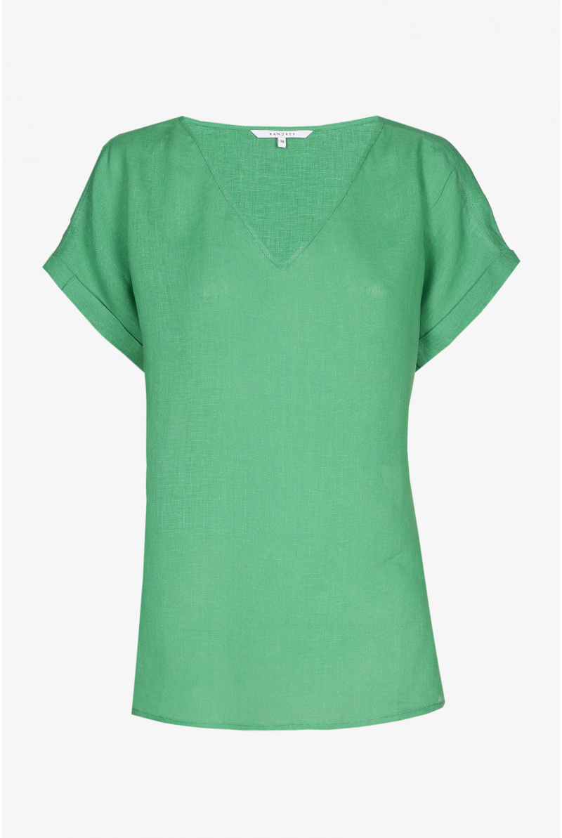 Green linen top