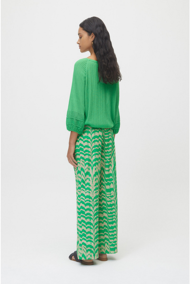 Summer trousers with green print