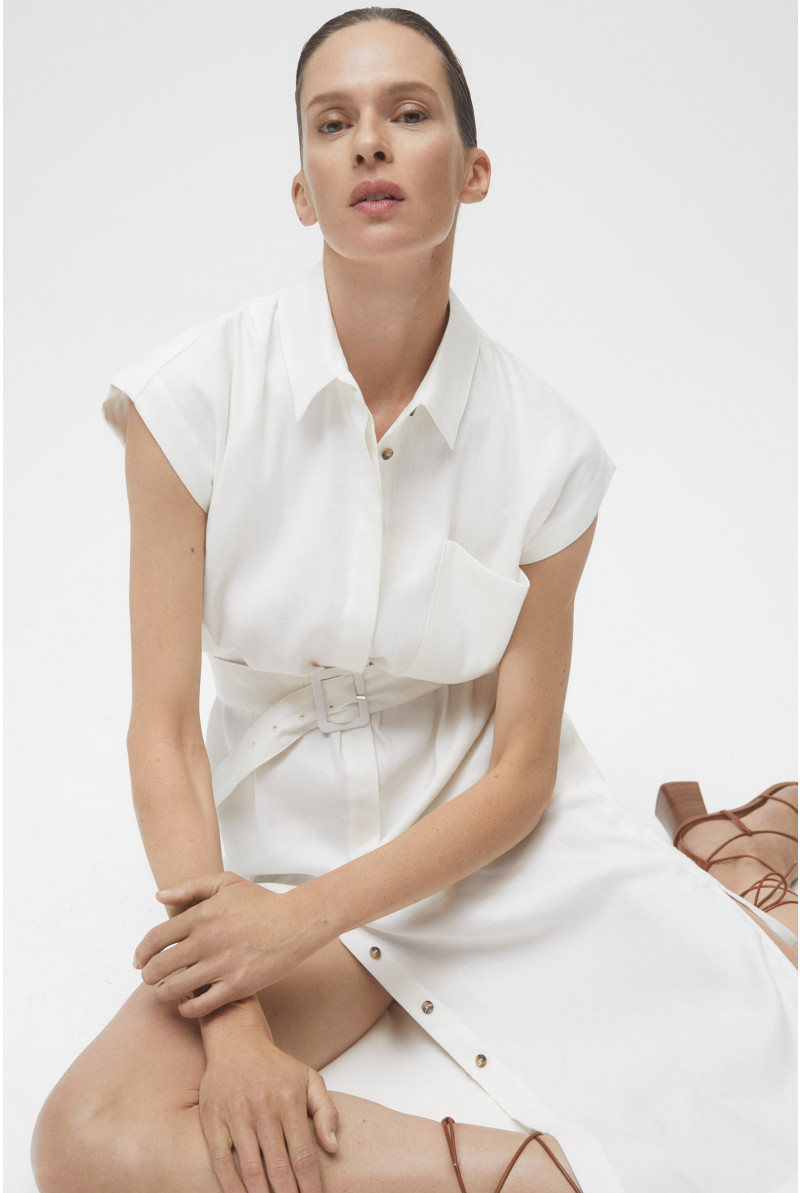 White button-down linen dress