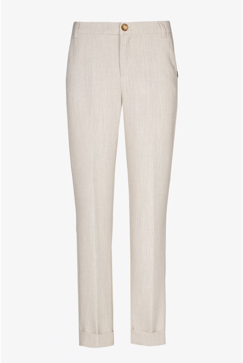 Trousers with pressed leg crease