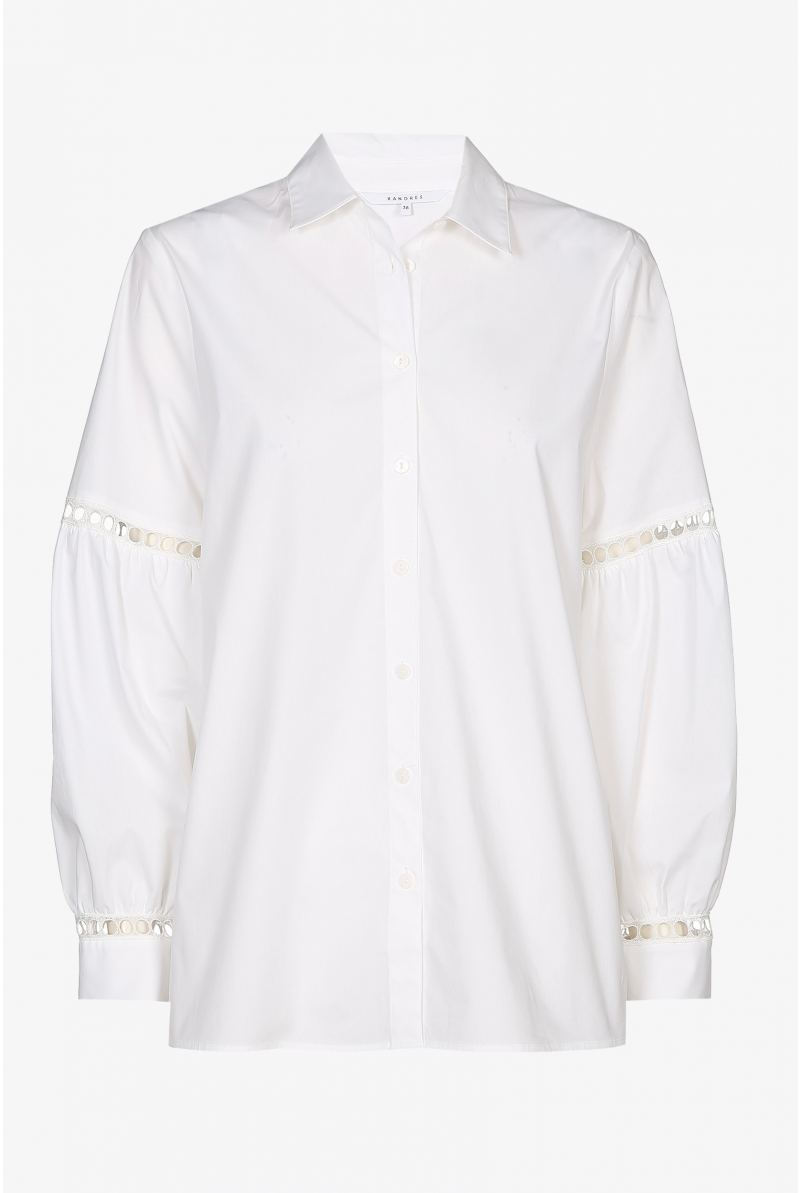 Blouse with shirt collar