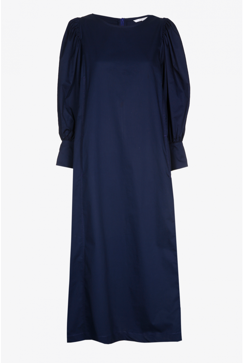 Midi dress with puff sleeves