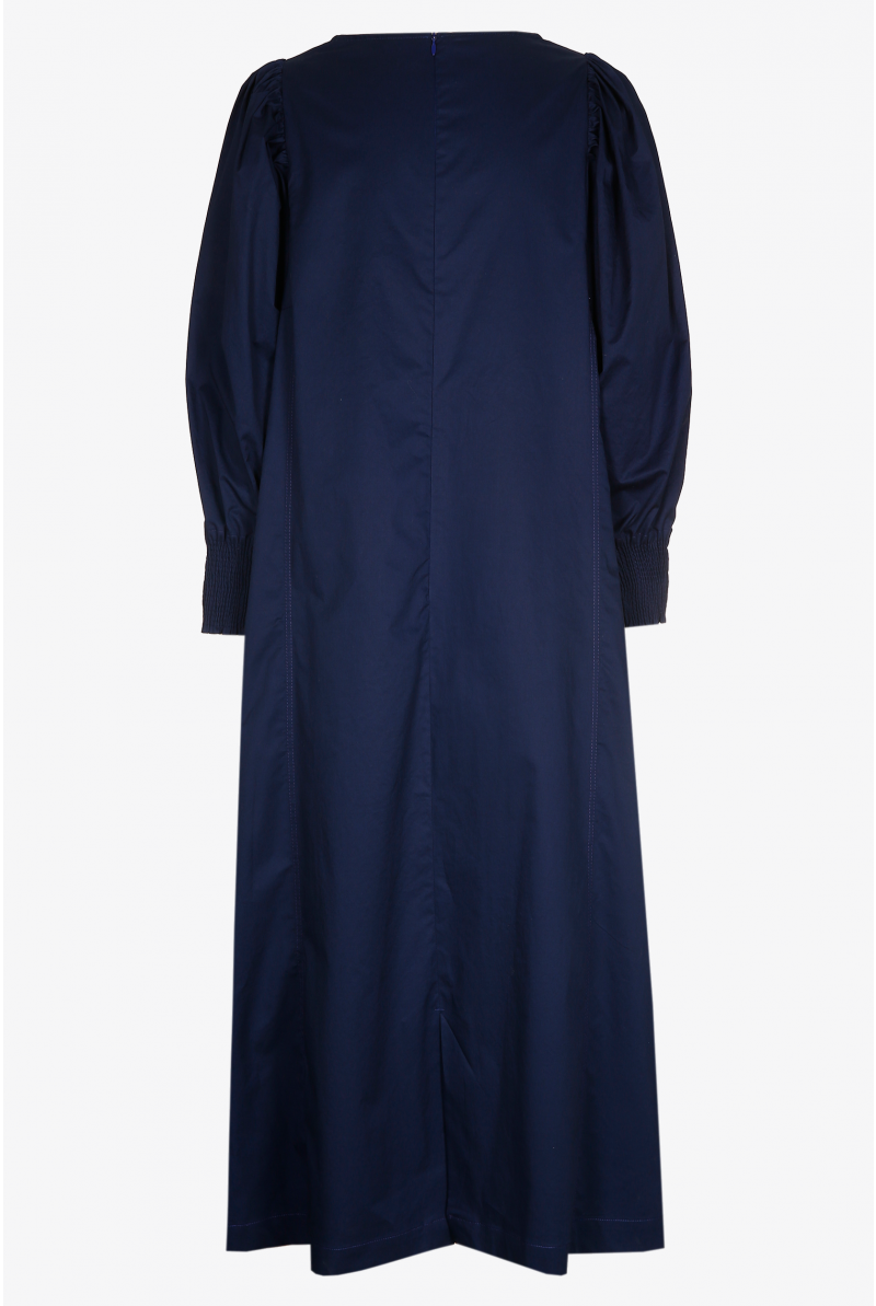 Midi dress with puff sleeves
