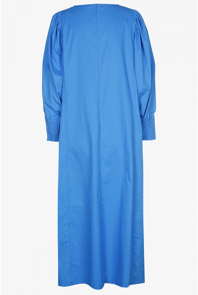 Midi dress with puff sleeves