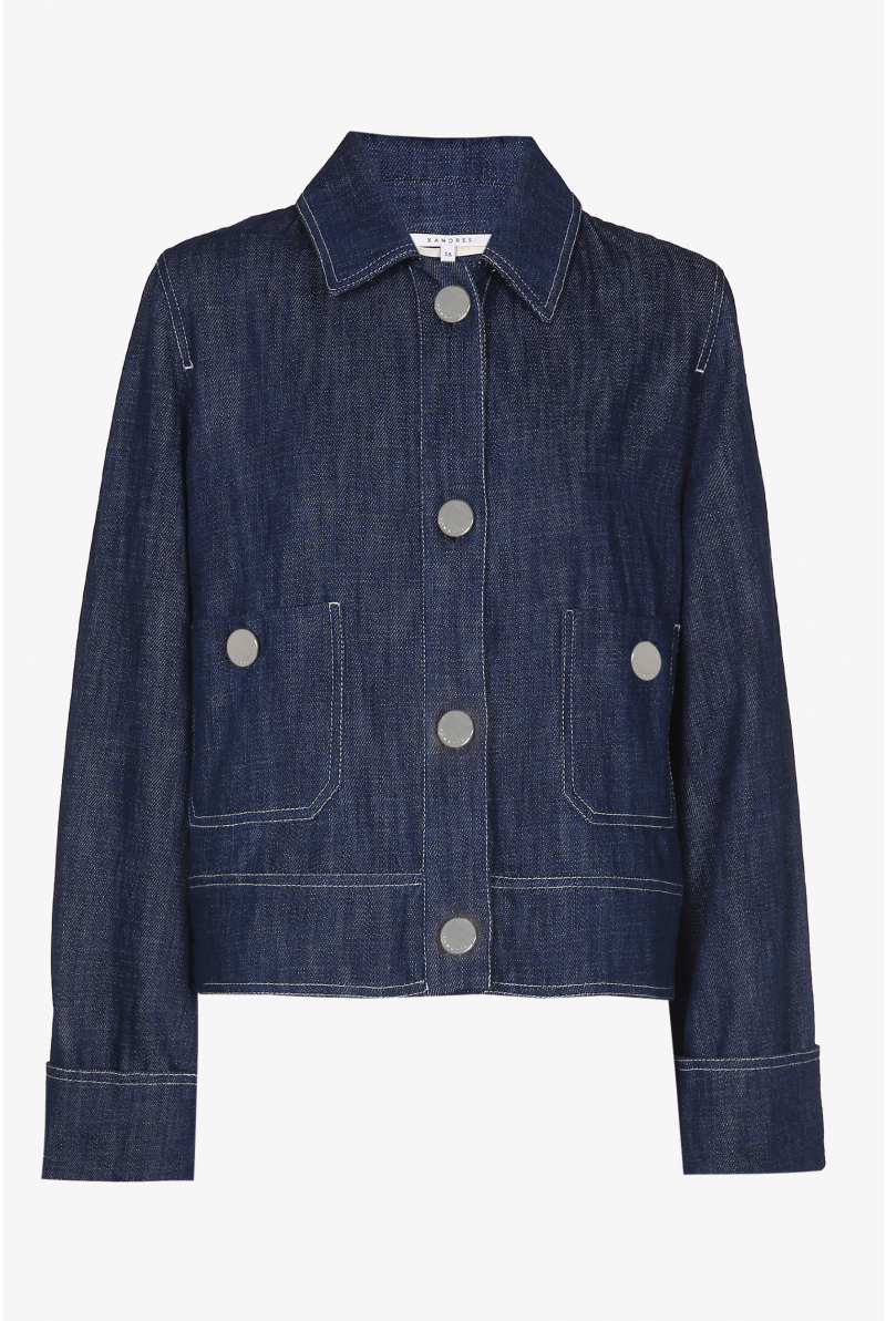 Korte jas in soepele jeansstof