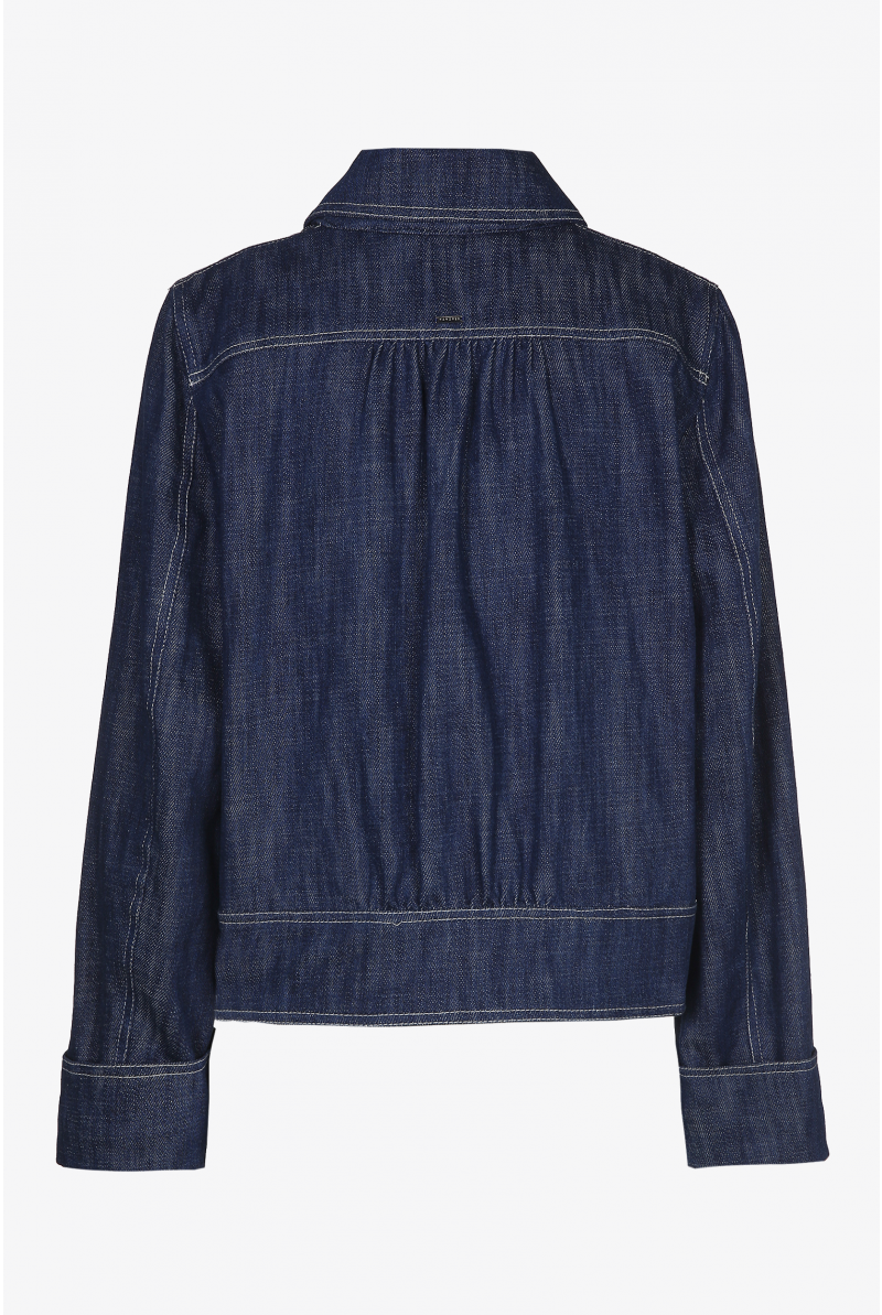 Korte jas in soepele jeansstof
