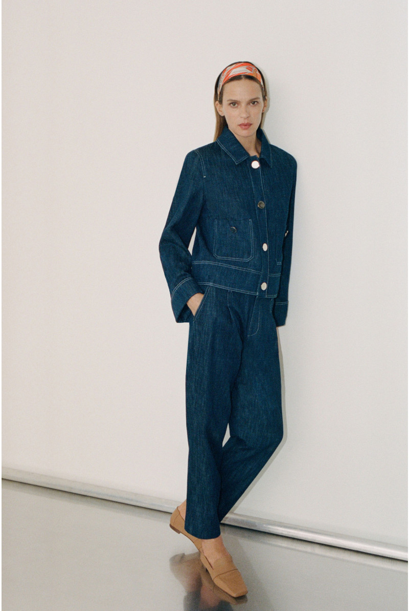 Trousers in supple denim fabric