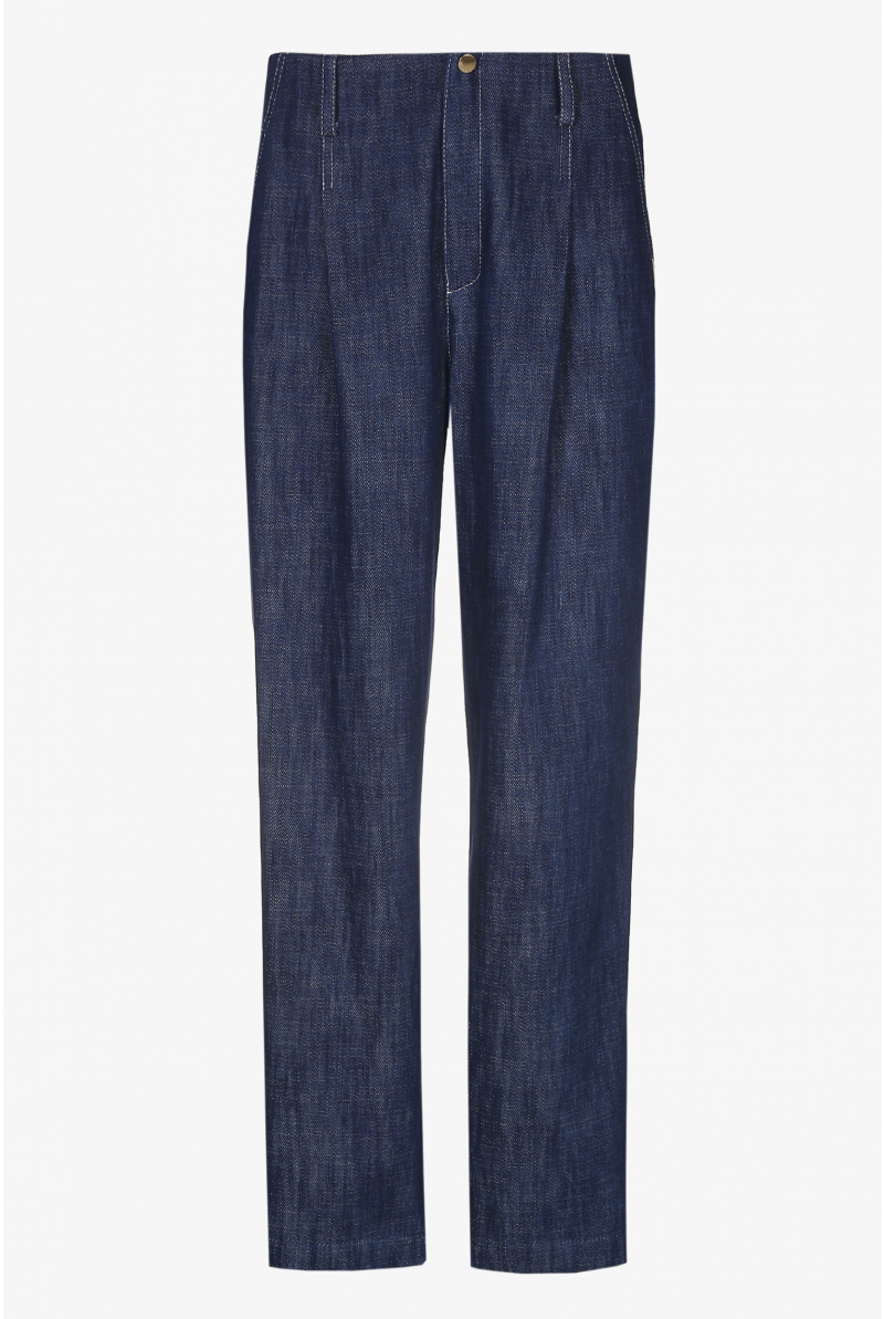 Trousers in supple denim fabric