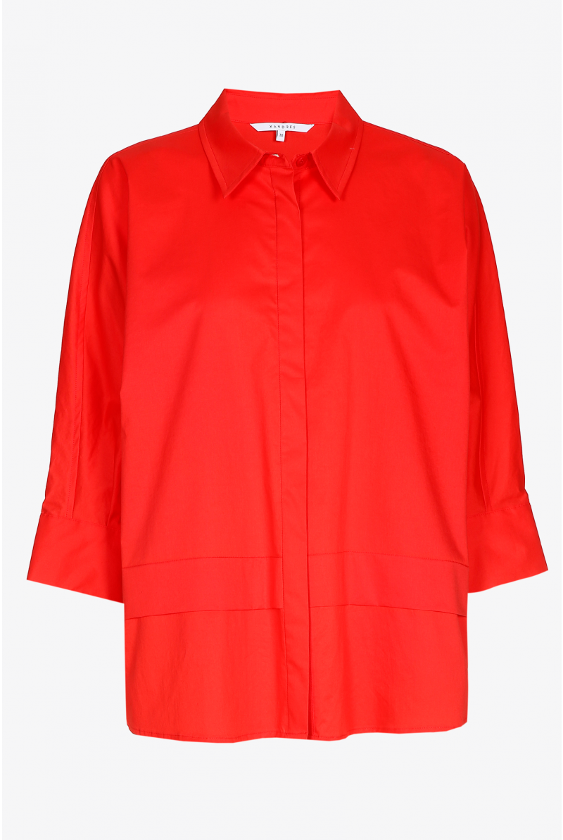 Oversized blouse with shirt collar
