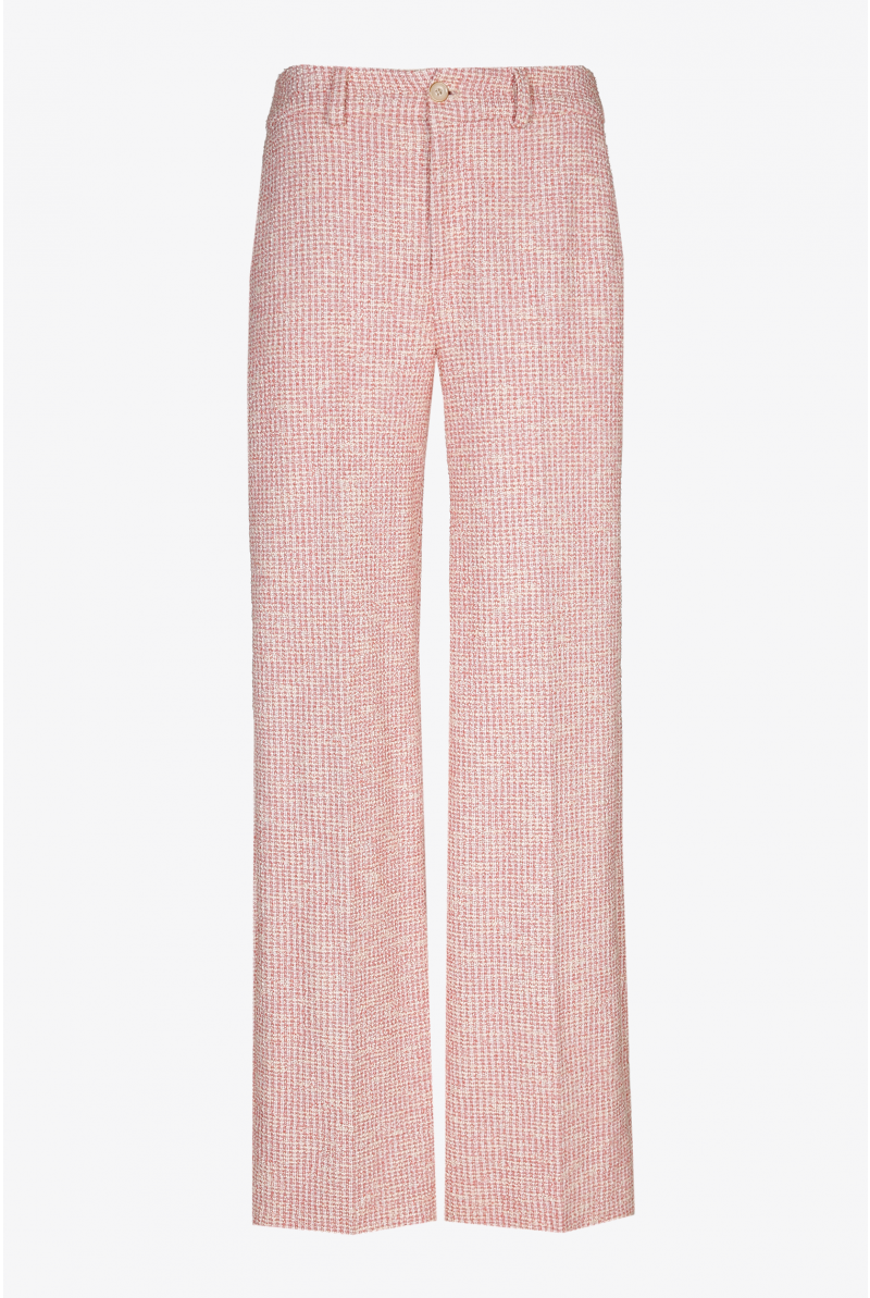 Broek met wijde pijpen in bouclé