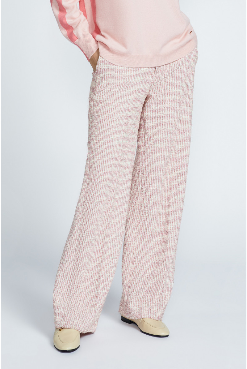 Broek met wijde pijpen in bouclé