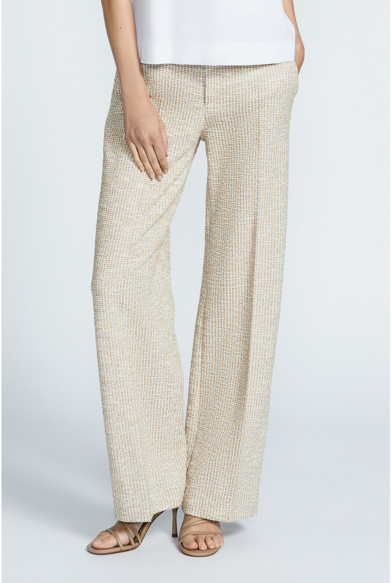 Pantalon jambes larges en bouclé