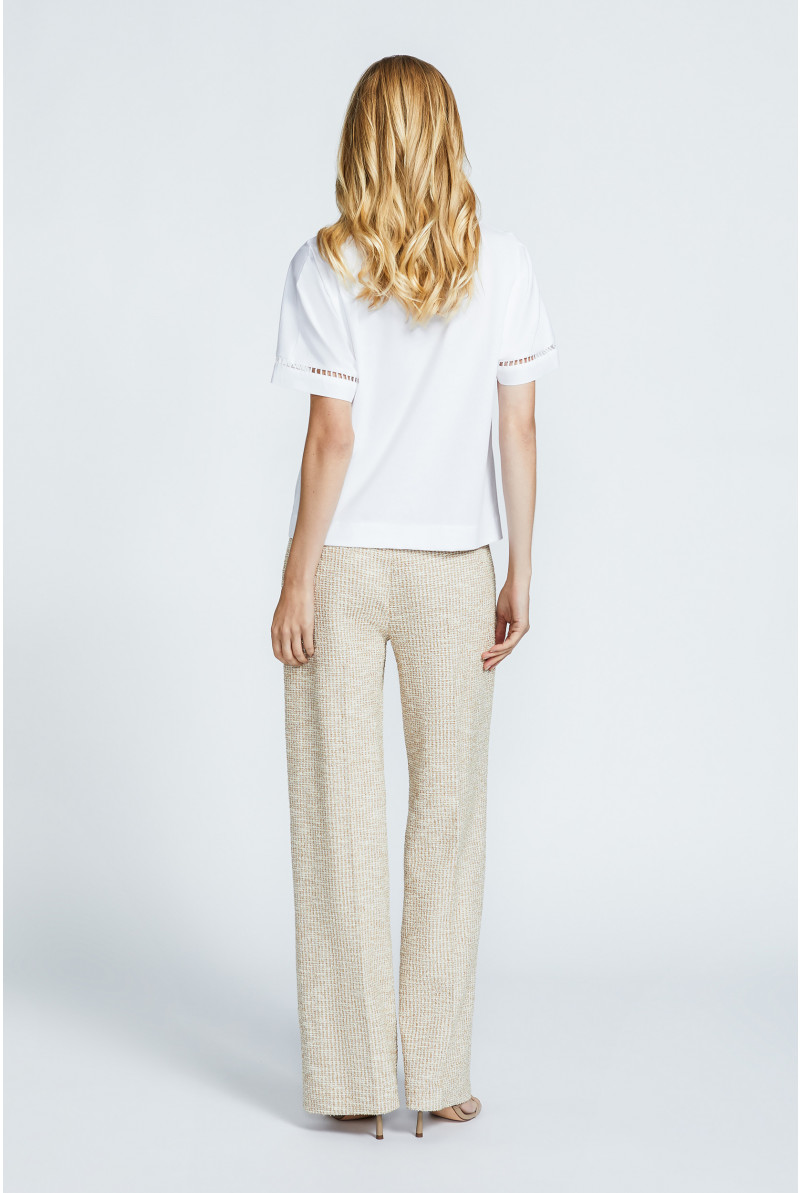 Pantalon jambes larges en bouclé