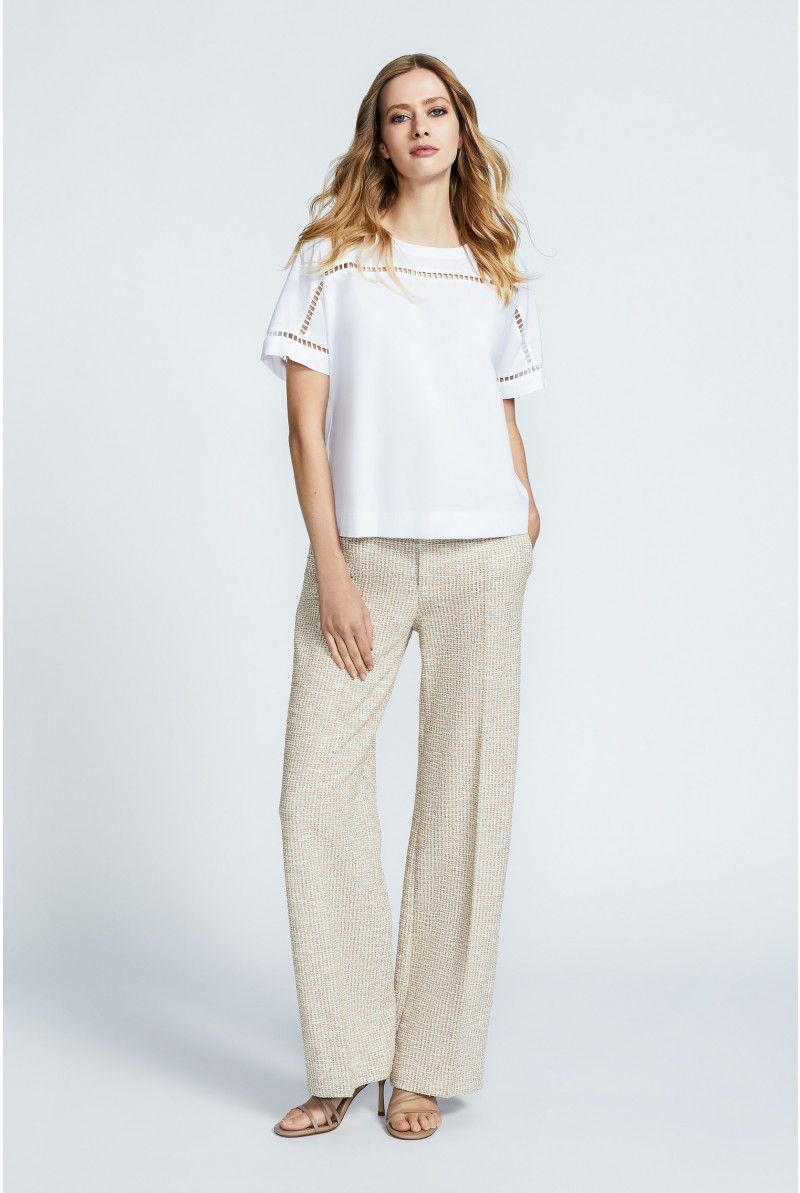 Pantalon jambes larges en bouclé