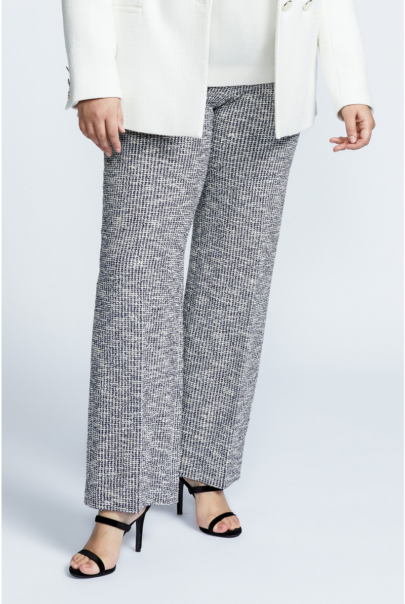 Pantalon jambes larges en bouclé