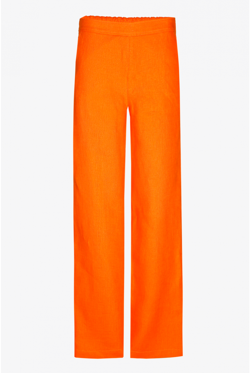 Linen trousers with wide legs