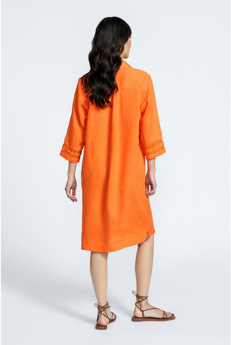 Linen dress with V-neck