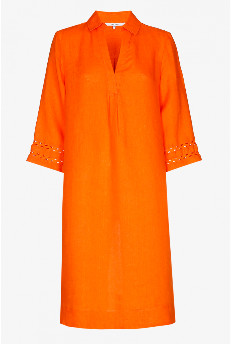 Linen dress with V-neck