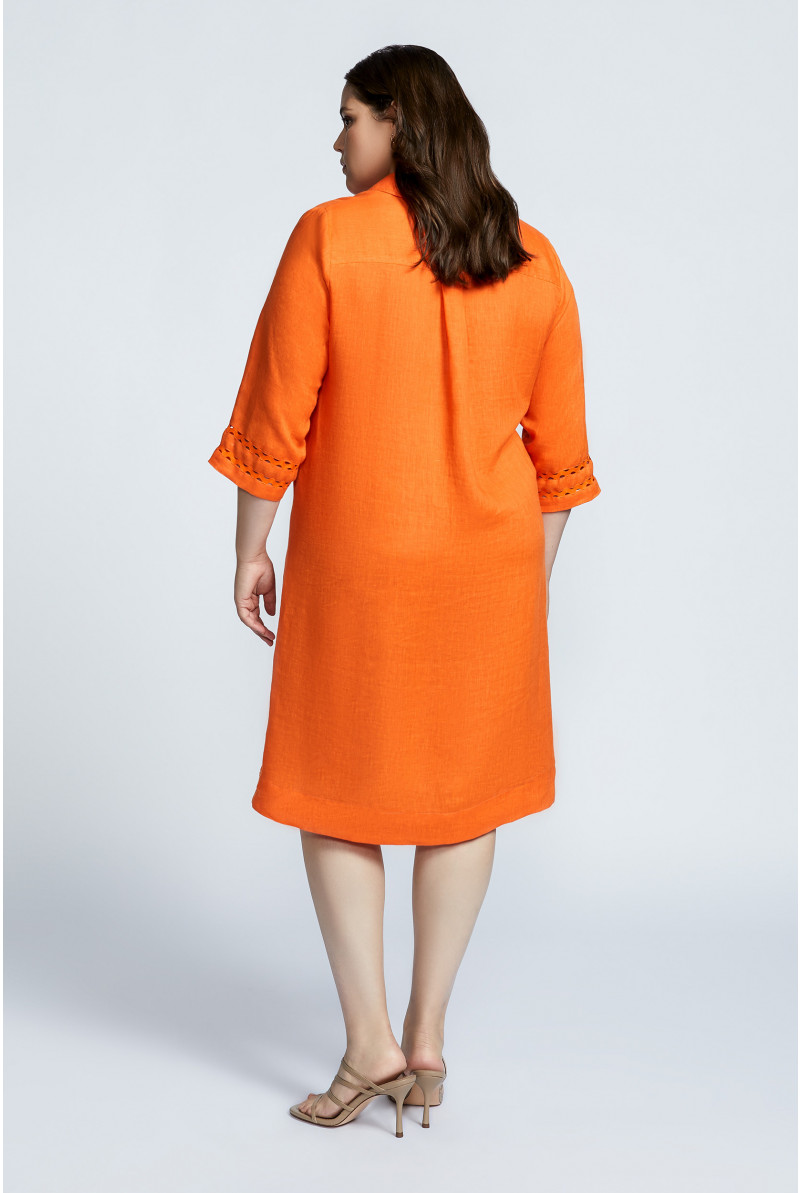 Linen dress with V-neck