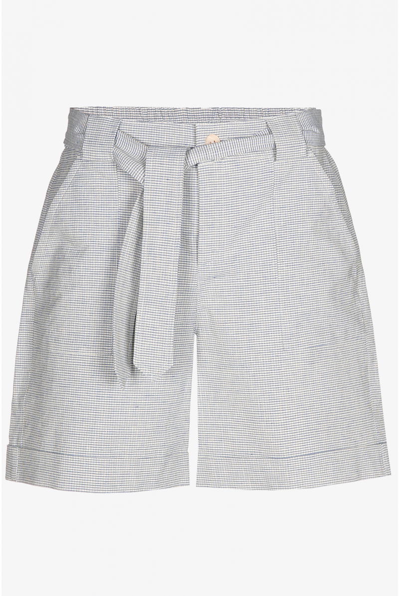 Linen shorts with Gingham print